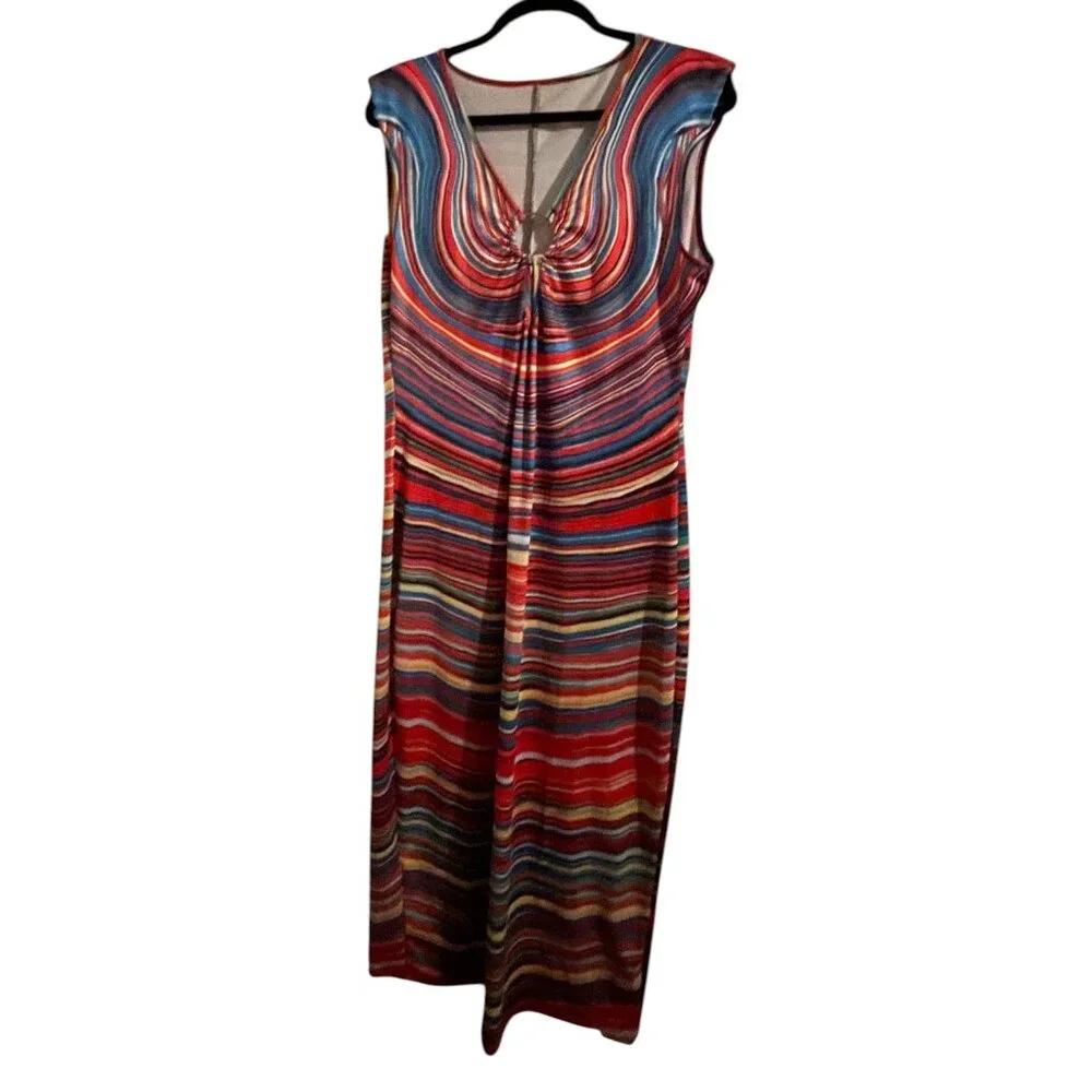 MULTICOLOR STRIPED SEXY DRESS - Picture 1 of 3
